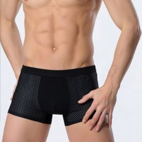 Ice silk men's underwear mesh boxer (Option: Black-XXL)