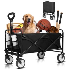5-inch Camping Cart - Large-capacity Foldable Beach Cart, Suitable For Various Occasions Such As Camping, Sports, Shopping, Etc., Portable And Ea (Color: Black)