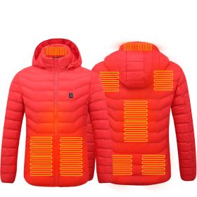 New Heated Jacket Coat USB Electric Jacket Cotton Coat Heater Thermal Clothing Heating Vest Men's Clothes Winter (Option: Red Zone8-M)