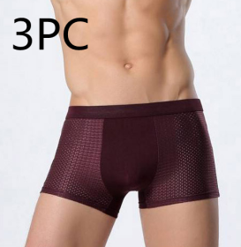 Ice silk men's underwear mesh boxer (Option: 3 pcs Red-XL)