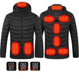 New Heated Jacket Coat USB Electric Jacket Cotton Coat Heater Thermal Clothing Heating Vest Men's Clothes Winter (Option: Black Zone9-2xl)